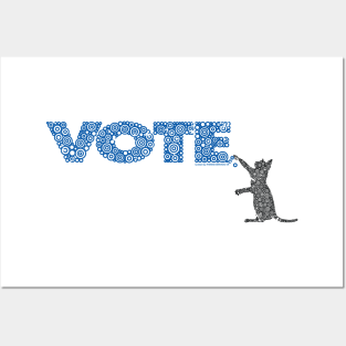 Cat Scratching The Blue Vote Circle Design Posters and Art